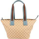 Gucci Monogram GG Canvas Blue Web Stripe Shopper Shoulder Bag