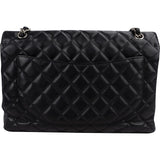 Chanel Quilted Caviar Leather Palladium Maxi Single Flap Crossbody Bag