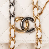 Chanel Quilted Lambskin Paris-Cosmopolite Charms Two-Tone Wallet On Chain Crossbody Bag