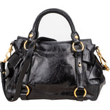 Miu Miu Black Vitello Lux Leather City Handbag