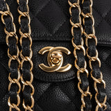 Chanel Quilted Caviar Leather Small Double Flap Shoulder Bag