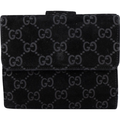 Gucci Suede GG Monogram Bifold Wallet - vintageandkickz