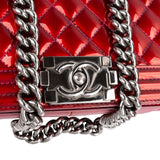 Chanel Quilted Patent Leather Medium Boy Single Flap Crossbody Bag