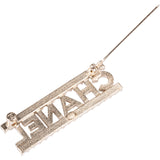 Chanel Gold Crystal Emblem Bar 2022 Brooch