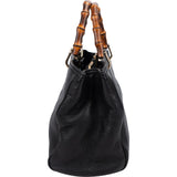 Gucci Pebbled Leather Bamboo Handbag