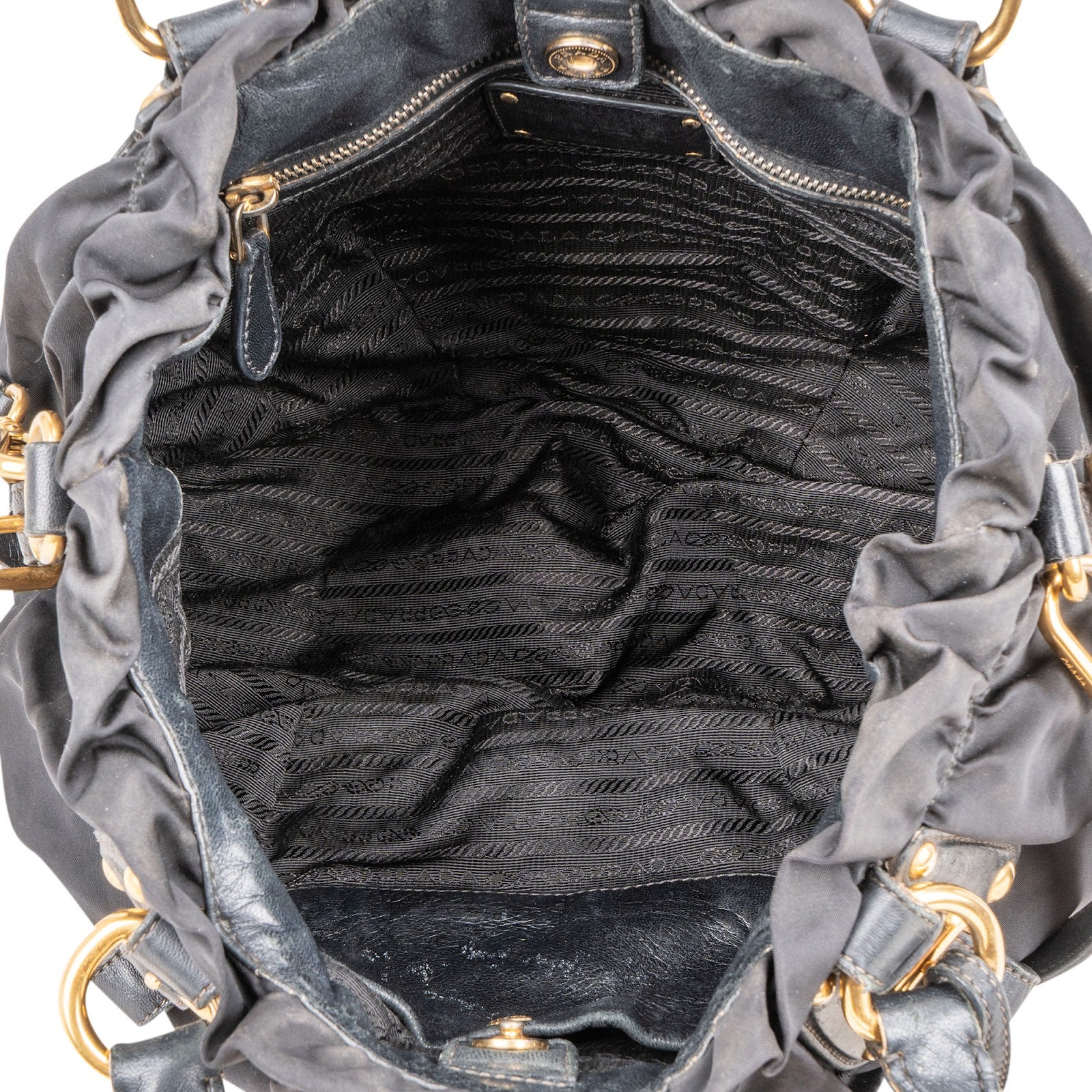 Prada Black Nylon Logo Handbag - vintageandkickz