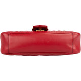 Gucci Red Quilted Leather Marmont GG Small Flap Crossbody Bag