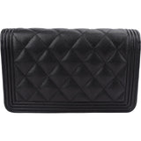 Chanel Quilted Caviar Leather Boy Wallet On Chain Crossbody Bag