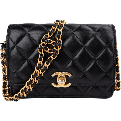 Chanel Quilted Lambskin Rectangular Wallet On Chain Crossbody Bag