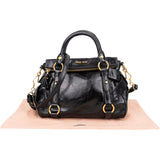 Miu Miu Black Vitello Lux Leather City Handbag