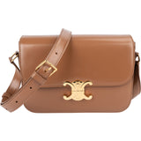 Celine Shiny Calfskin Leather Medium Triomphe Crossbody Bag
