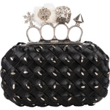 Alexander McQueen Woven Leather Knuckle Duster Small Clutch