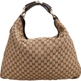 Gucci Monogram GG Canvas Large Horsebit Hobo Shoulder Bag