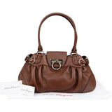 Salvatore Ferragamo Pebbled Leather Marella Satchel Shoulder Bag