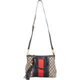 Gucci Monogram Canvas GG Marrakech Web Stripe Bamboo Tassel Crossbody Handbag