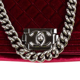 Chanel Quilted Velvet Medium Boy Crossbody Bag