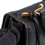 Miu Miu Black Grained Leather Madras Top Handle Handbag