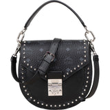 MCM Visetos Monogram Patricia Studded Saddle Crossbody Handbag