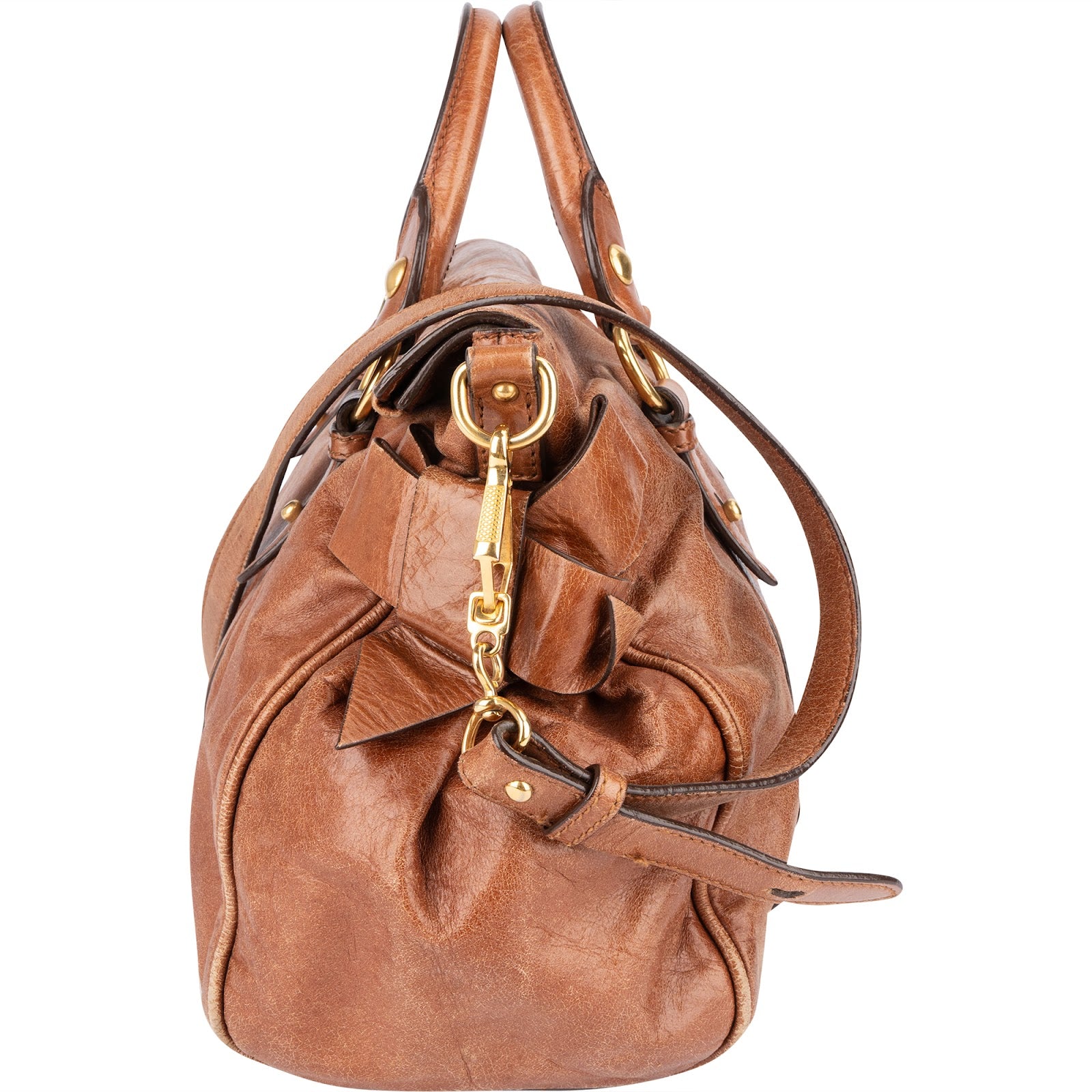 [🔄️B24 / F16] Miu Miu Vitello Lux Bow Bag Handbag - vintageandkickz