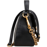 Gucci Black Leather GG Marmont Small Top Handle Handbag