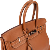 Hermès Brun Taurillon Clemence Leather Alezan Palladium Birkin 35 Handbag