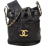Chanel Quilted Lambskin CC Drawstring Bucket Crossbody Bag