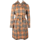 Burberry Beige Wool Nova Check Monogram Womens Trench Coat (L)