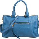 Prada Blue Leather Vitello Daino Satchel Handbag
