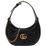 Gucci Matelassé Leather GG Marmont Half-Moon Mini Crossbody Shoulder Bag
