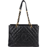 Chanel Quilted Caviar Leather CC Grand Shopping Tote Shoulder Bag