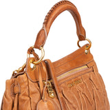 Miu Miu Brown Matelasse Leather Coffer City Handbag