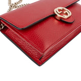 Gucci Pebbled Leather Interlocking GG Wallet On Chain Crossbody Bag