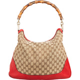 Gucci Monogram GG Canvas Bamboo Handle Hobo Shoulder Bag