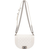 Chanel Quilted Caviar Leather Small Boy Messenger Single Flap Crossbody Bag