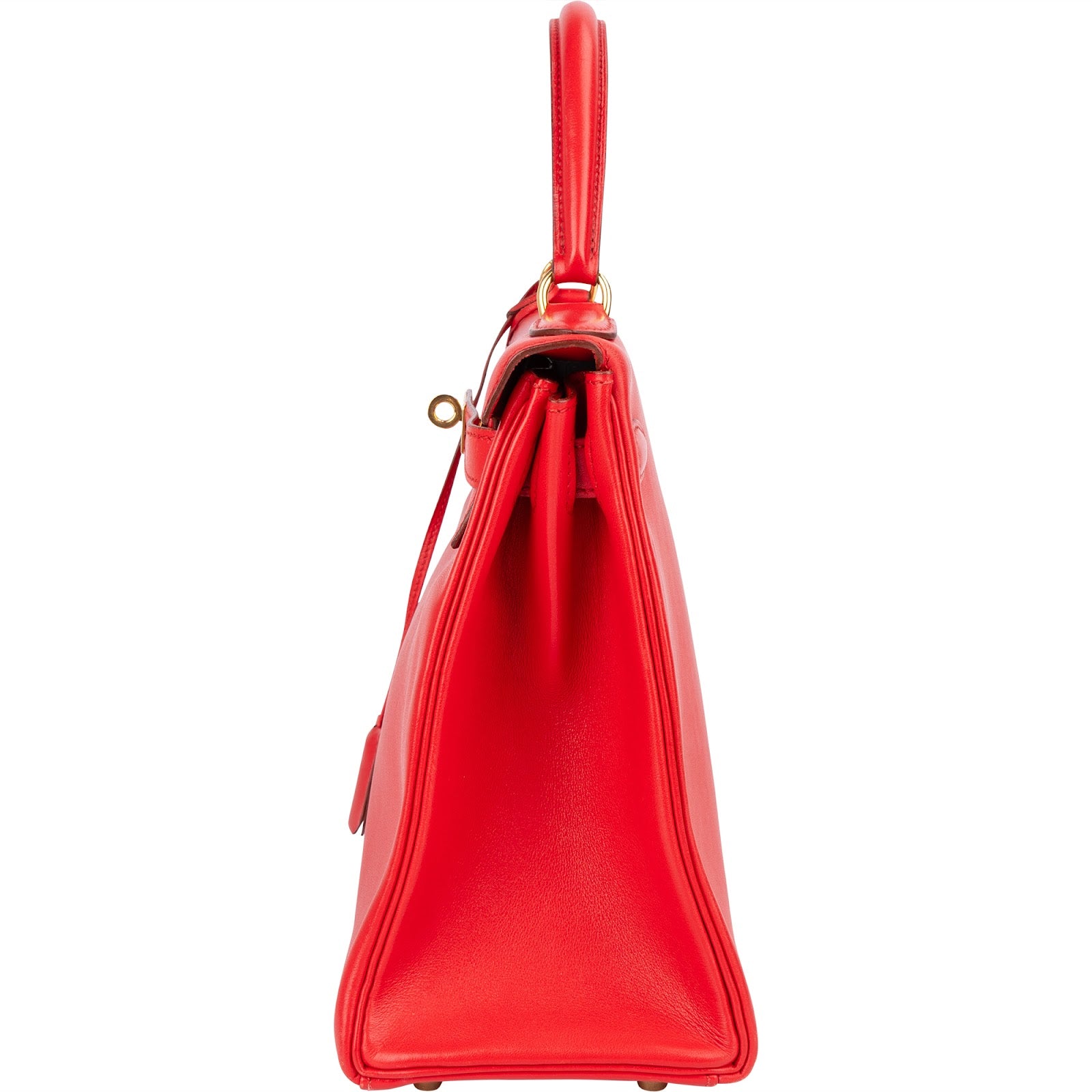Hermès Rouge Swift Leather Kelly 28 Handbag - vintageandkickz
