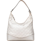 Gucci Silver Guccissima Leather Hobo Shoulder Bag - vintageandkickz