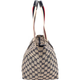 Gucci Plus Monogram GG Canvas Web Shopper Tote Handbag