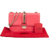 Valentino Garavani Leather Rockstud Glam Lock Flap Crossbody Bag