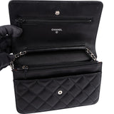 Chanel Quilted Caviar Leather Palladium Wallet On Chain Crossbody Bag