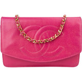 Chanel Caviar Leather Timeless CC Vintage Wallet on Chain Crossbody Bag