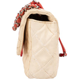 Chanel Quilted Bicolor Caviar Leather Single Flap Shoulder Bag
