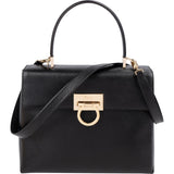Salvatore Ferragamo Black Leather Margot Top Handle Handbag