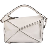 Loewe White Leather Puzzle Large Shoulder Bag