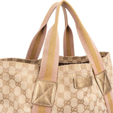 Gucci Monogram GG Canvas Striped Handle Tote Handbag