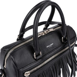 Yves Saint Laurent Black Leather Classic Baby Duffle Fringe Crossbody Bag