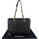 Chanel Quilted Caviar Leather CC Grand Shopping Tote Shoulder Bag