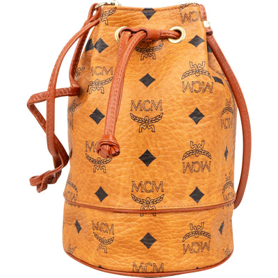 MCM Monogram Visetos Mini Drawstring Bucket Crossbody Bag - vintageandkickz