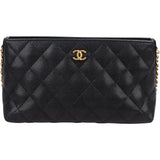 Chanel Quilted Caviar Leather Side Chain Clutch Bag