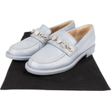 Chanel Blue Leather Chain Charm Loafers Shoes (37,5)