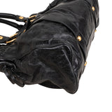 Miu Miu Black Vitello Lux Leather Satchel Handbag
